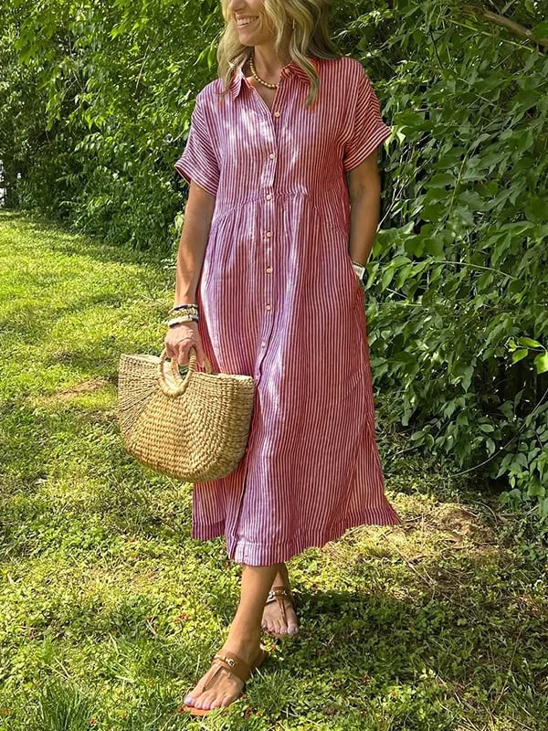 JOVIE - CLASSIC ELEGANT STRIPED MAXI DRESS