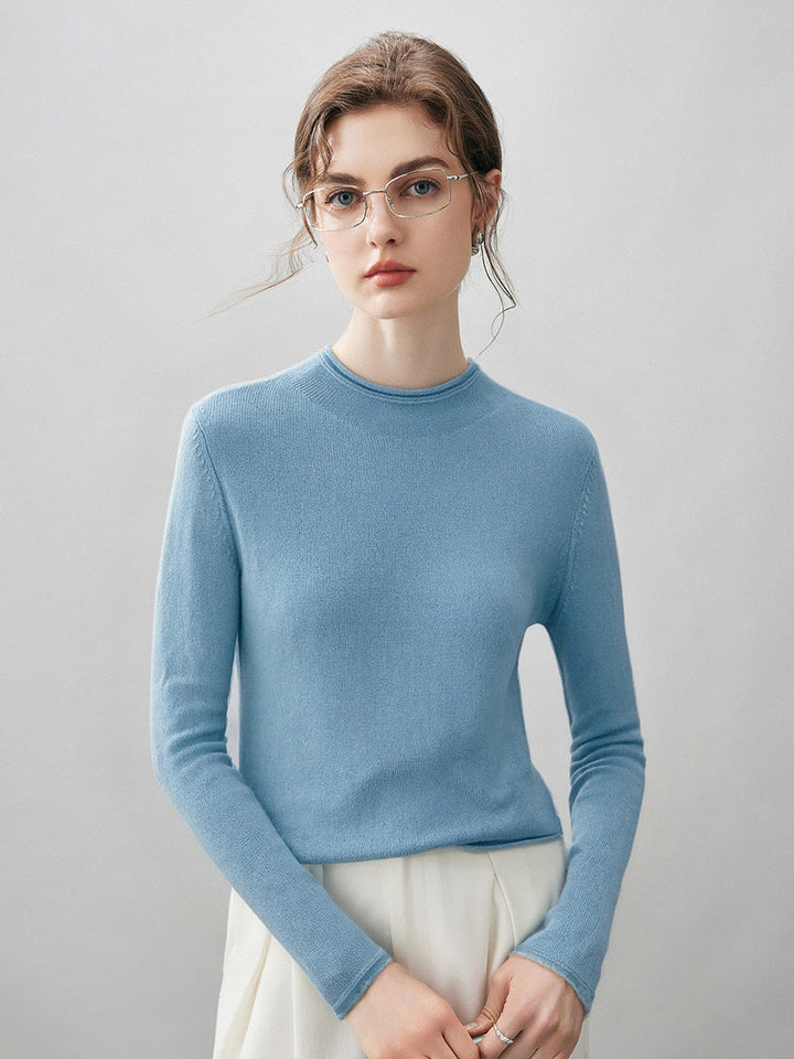 100% Cashmere Women's Round Neck Knit sweater
