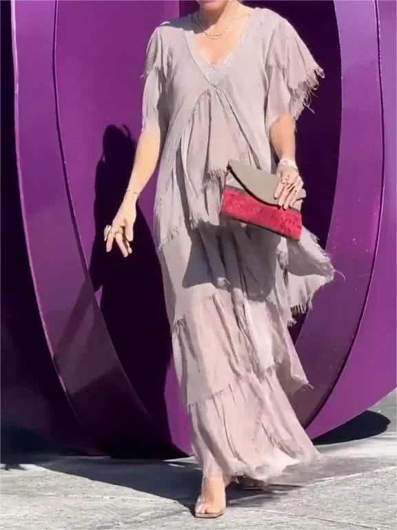 Zoey - Elegant V-Neck Long Dress