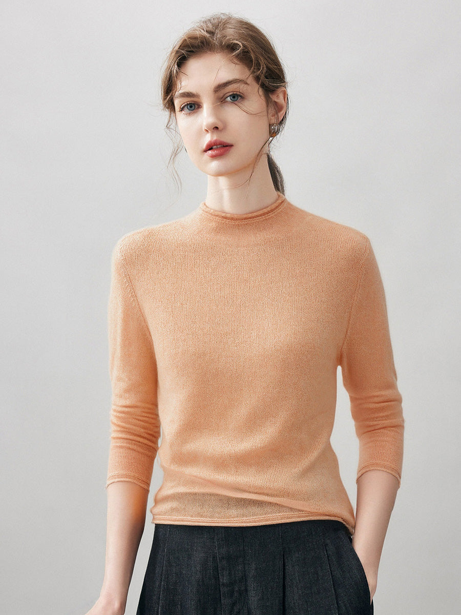 100% Cashmere Women's Round Neck Knit sweater
