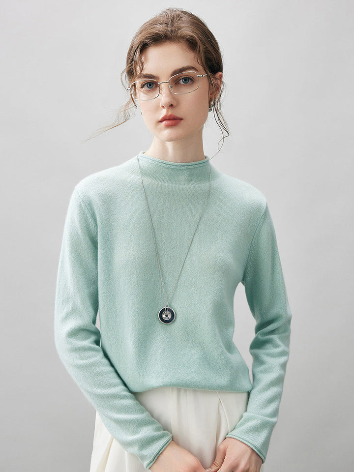 100% Cashmere Women's Round Neck Knit sweater