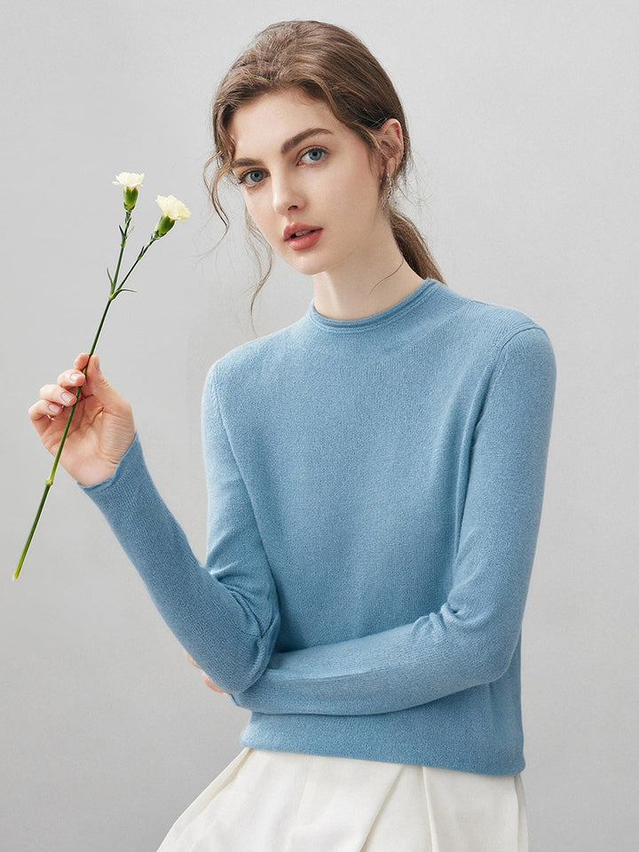 100% Cashmere Women's Round Neck Knit sweater