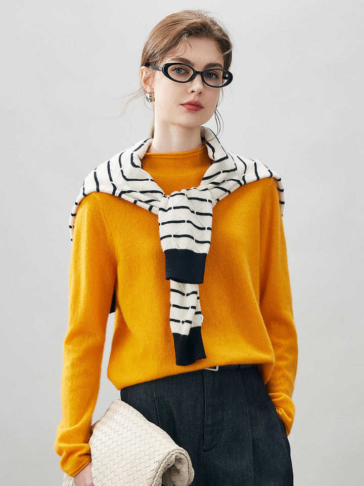 100% Cashmere Women's Round Neck Knit sweater