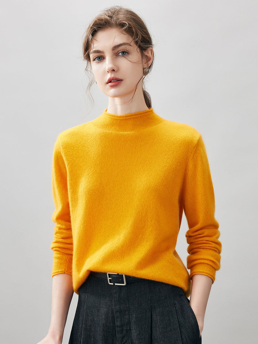 100% Cashmere Women's Round Neck Knit sweater