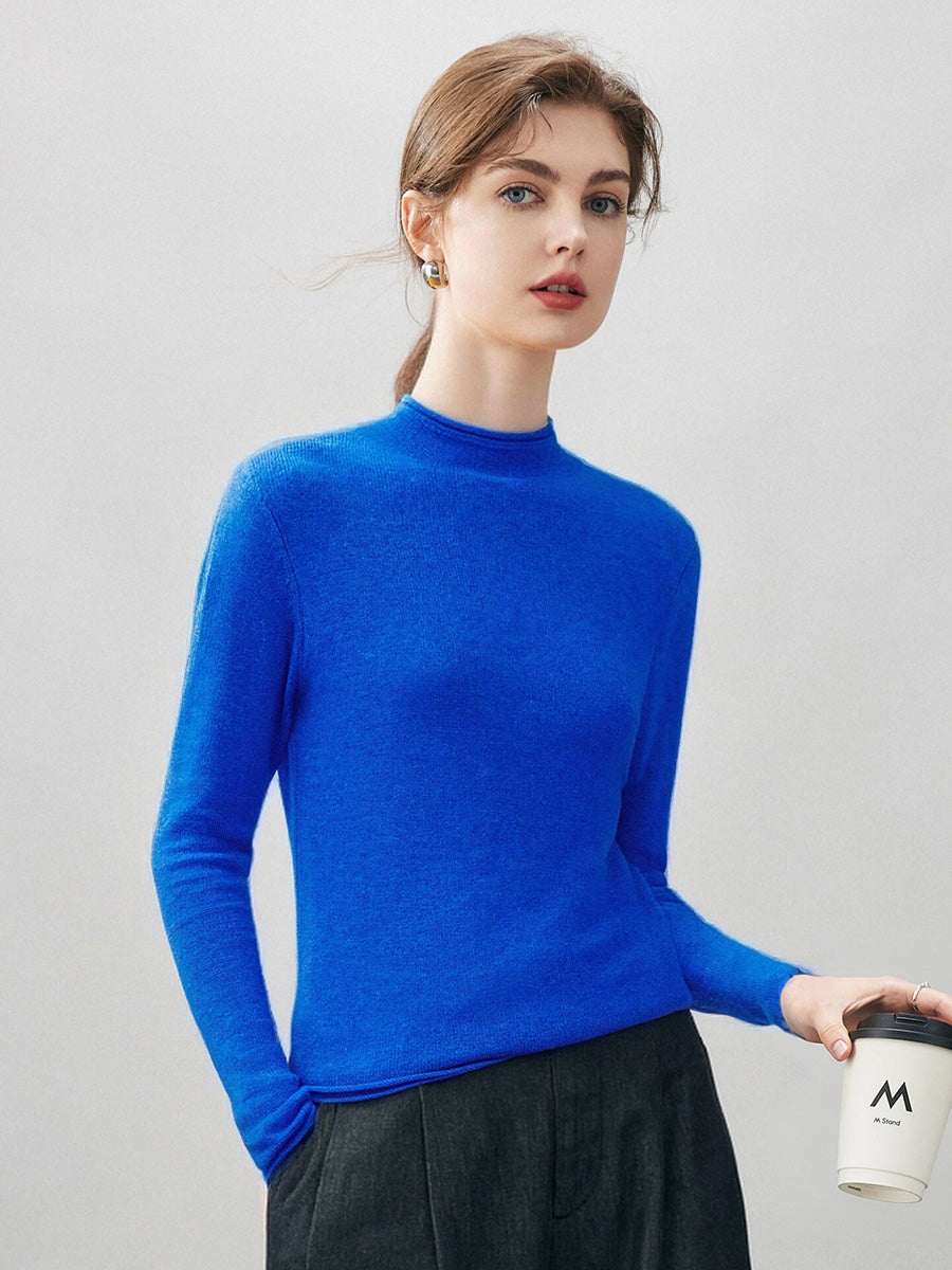 100% Cashmere Women's Round Neck Knit sweater