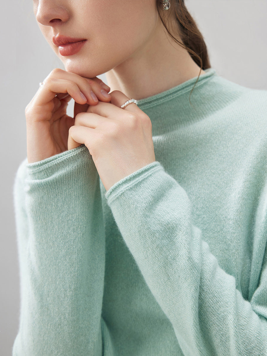 100% Cashmere Women's Round Neck Knit sweater