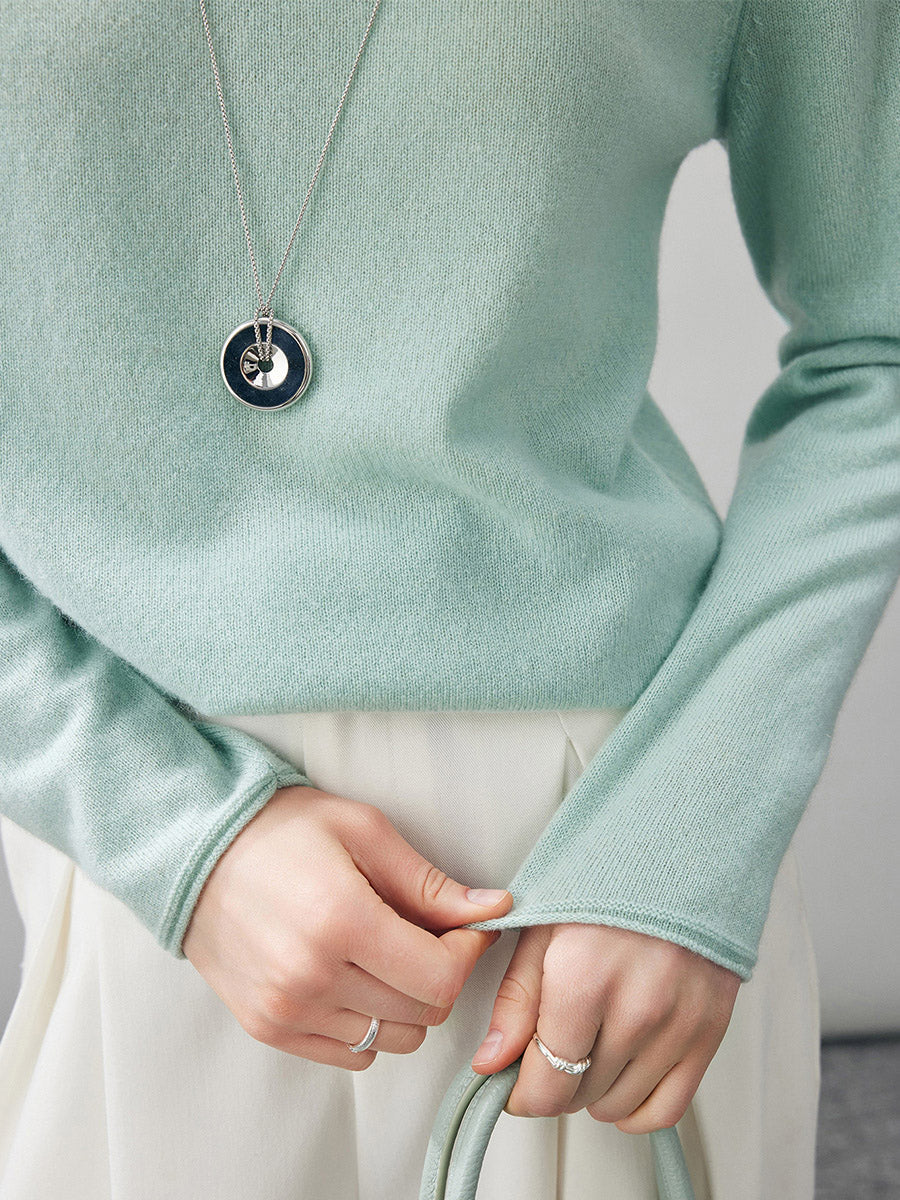 100% Cashmere Women's Round Neck Knit sweater