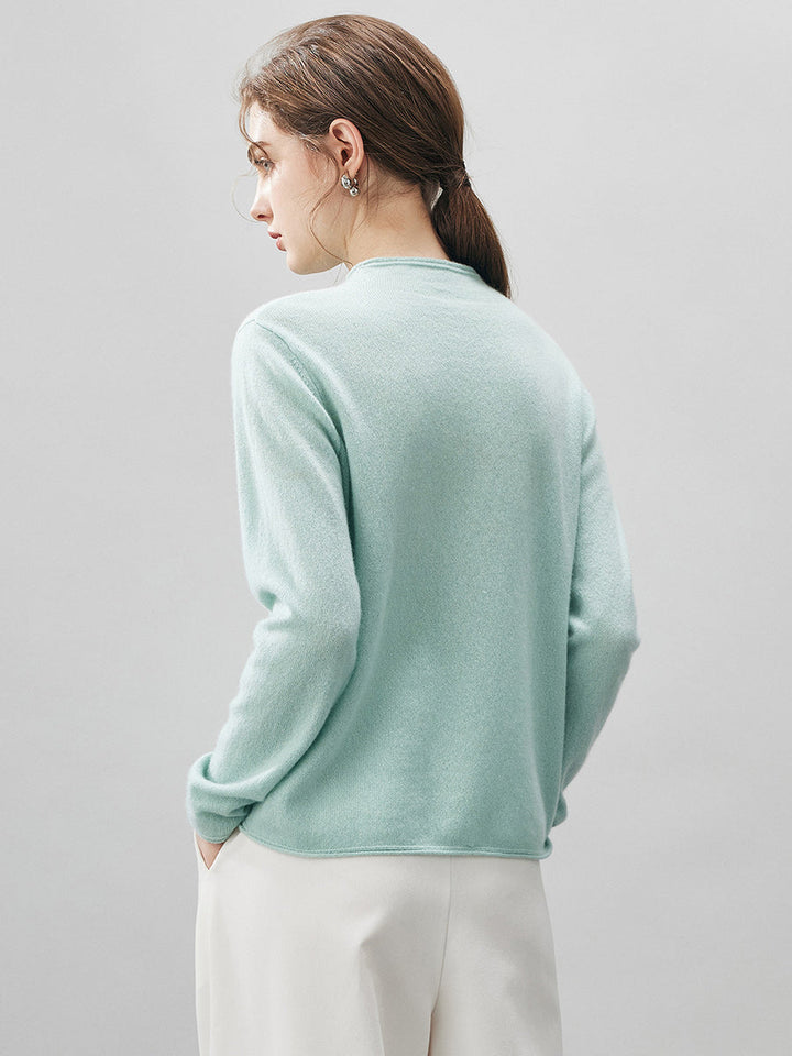 100% Cashmere Women's Round Neck Knit sweater