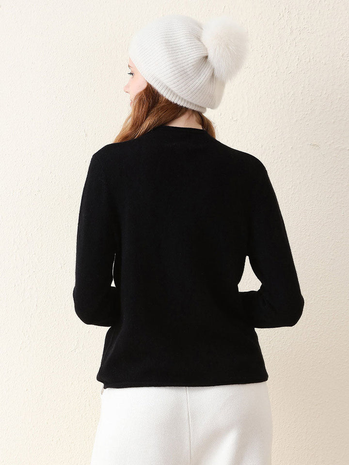 100% Cashmere Women's Round Neck Knit sweater