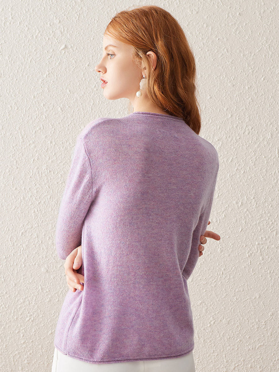 100% Cashmere Women's Round Neck Knit sweater