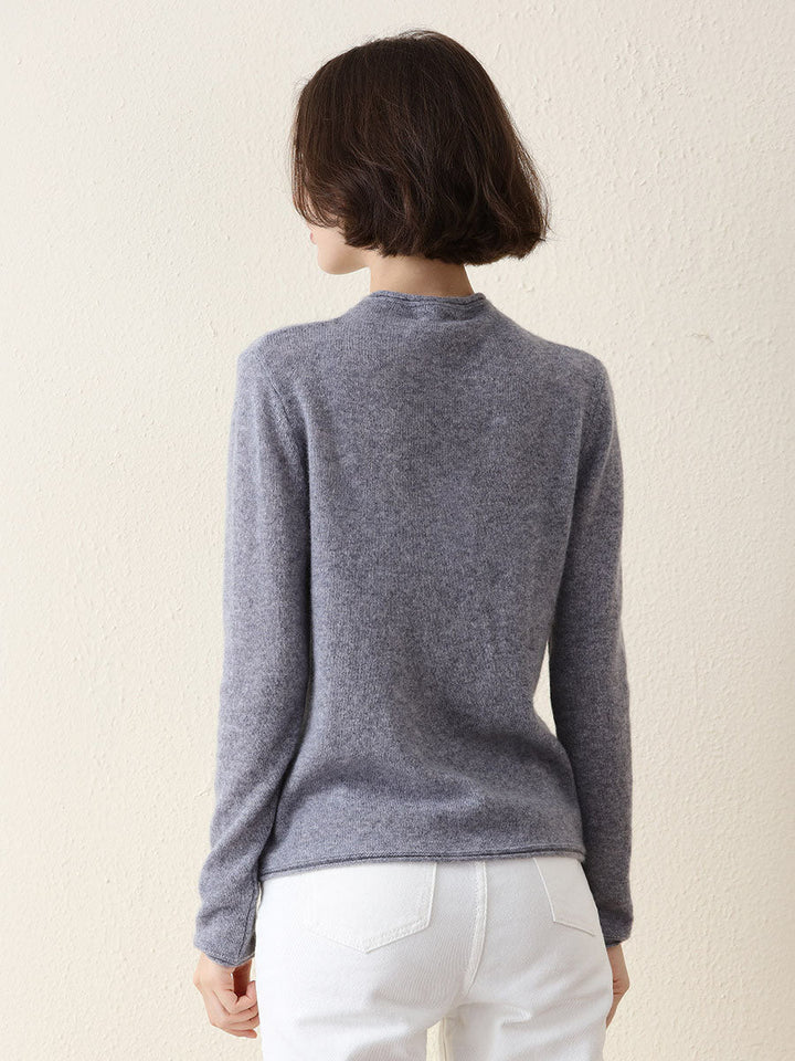 100% Cashmere Women's Round Neck Knit sweater