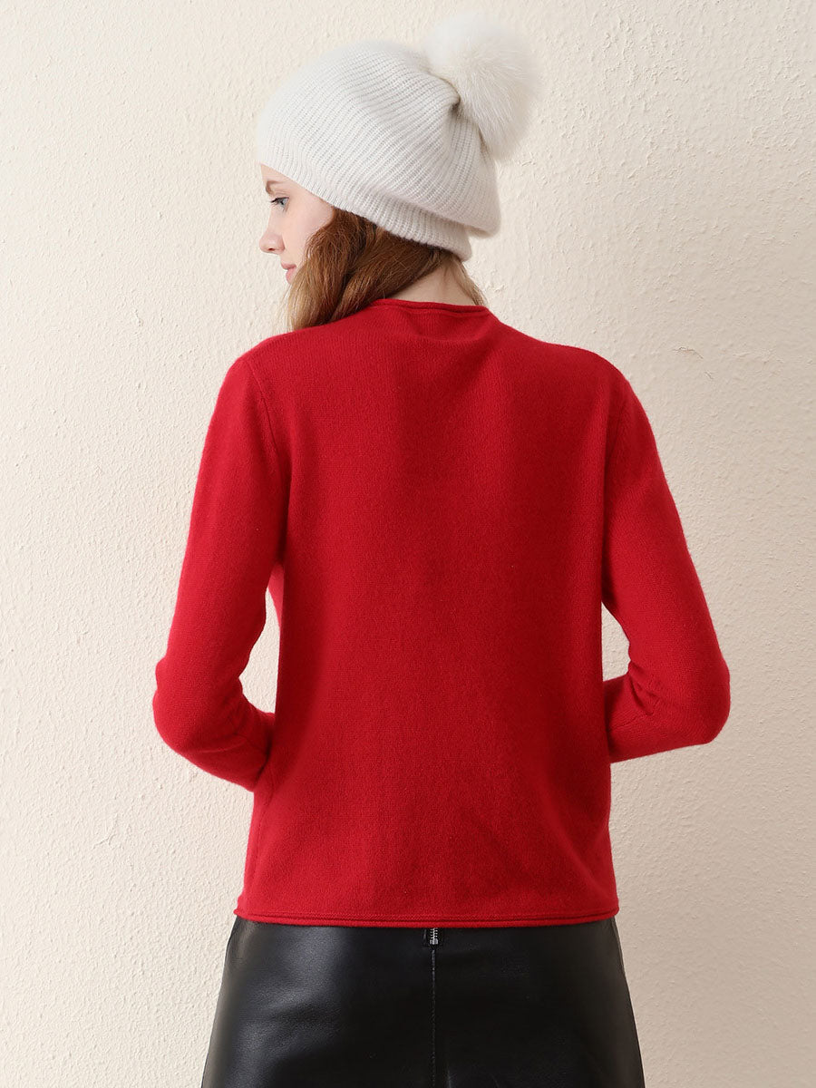 100% Cashmere Women's Round Neck Knit sweater