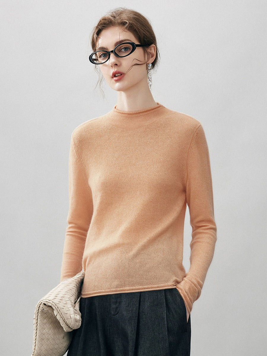 100% Cashmere Women's Round Neck Knit sweater