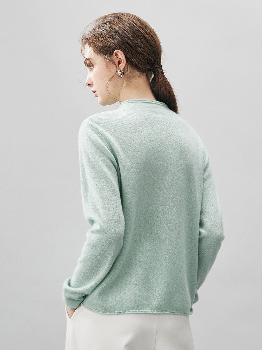 100% Cashmere Women's Round Neck Knit sweater