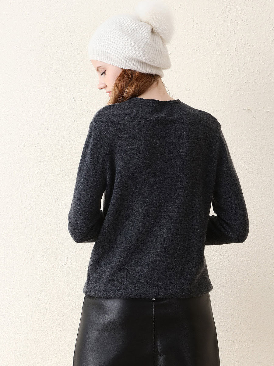 100% Cashmere Women's Round Neck Knit sweater