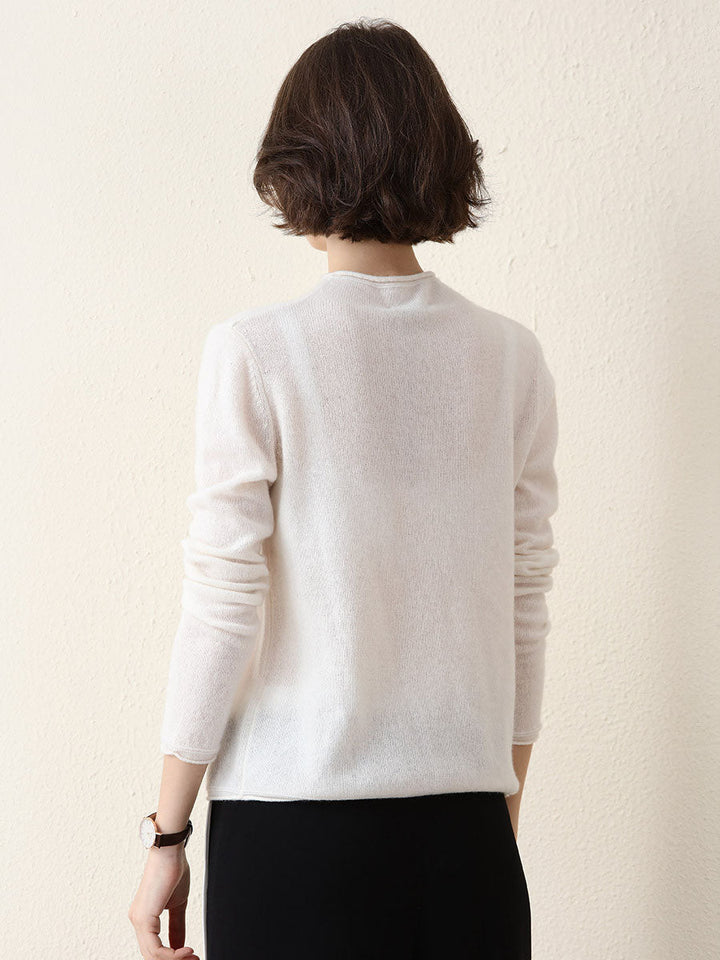100% Cashmere Women's Round Neck Knit sweater