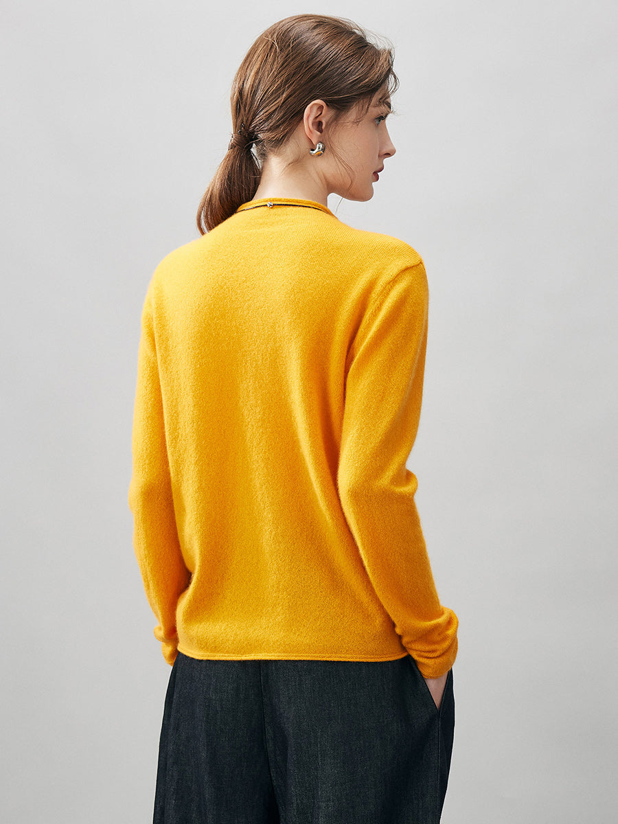 100% Cashmere Women's Round Neck Knit sweater