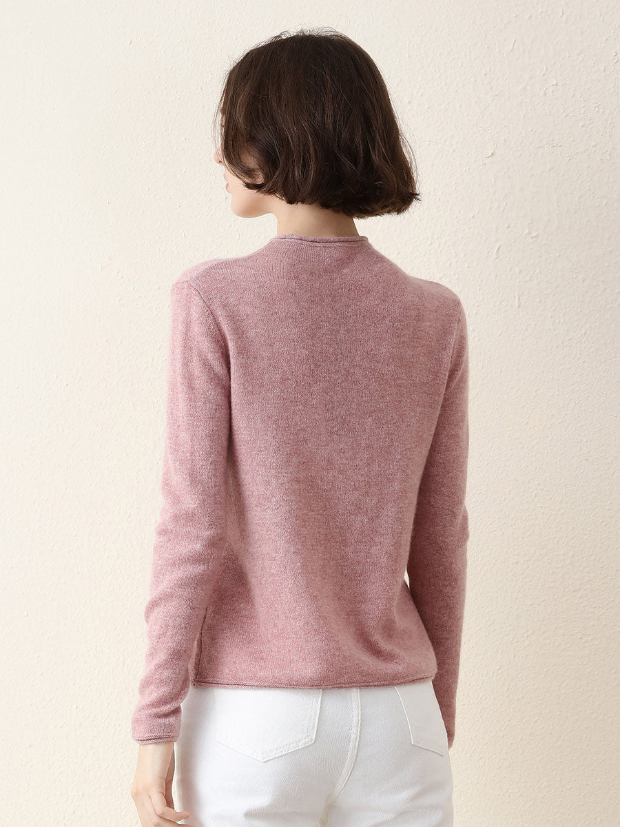 100% Cashmere Women's Round Neck Knit sweater