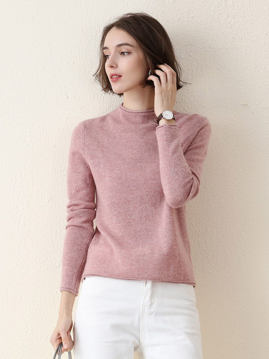 100% Cashmere Women's Round Neck Knit sweater