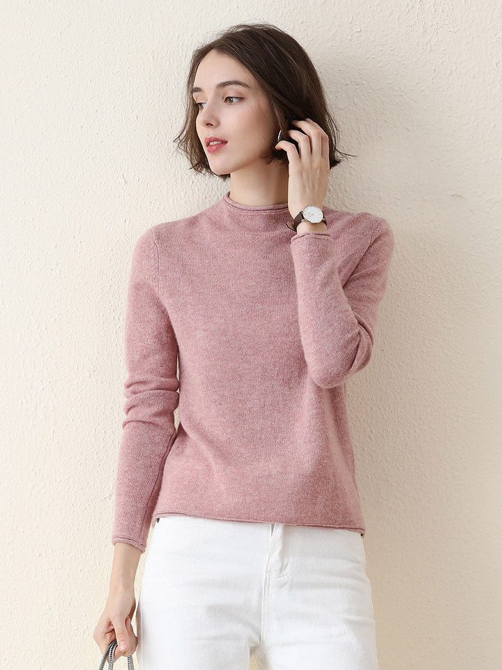 100% Cashmere Women's Round Neck Knit sweater