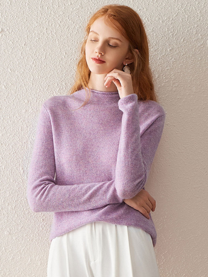 100% Cashmere Women's Round Neck Knit sweater