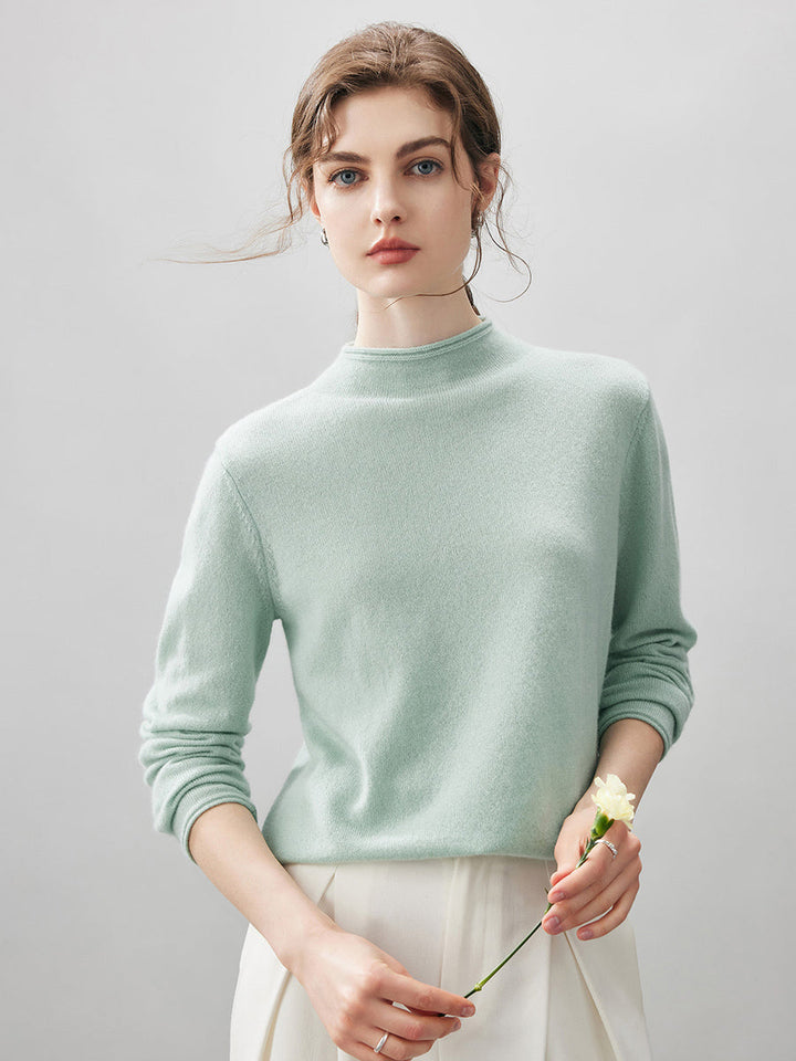 100% Cashmere Women's Round Neck Knit sweater
