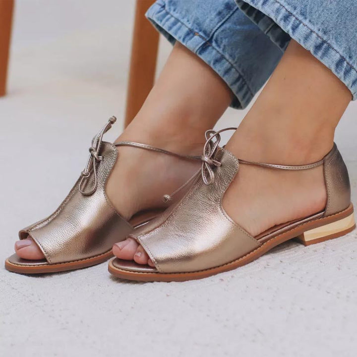 VALESKA - STRAP-STYLE LEATHER SANDALS