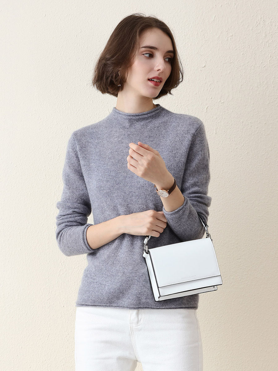 100% Cashmere Women's Round Neck Knit sweater