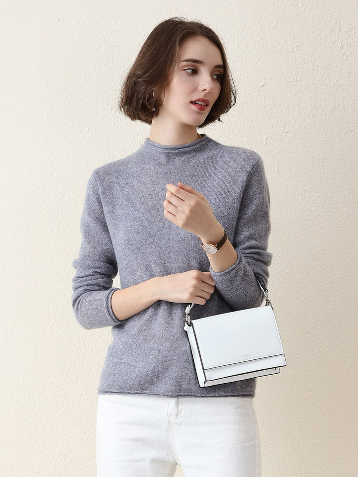 100% Cashmere Women's Round Neck Knit sweater