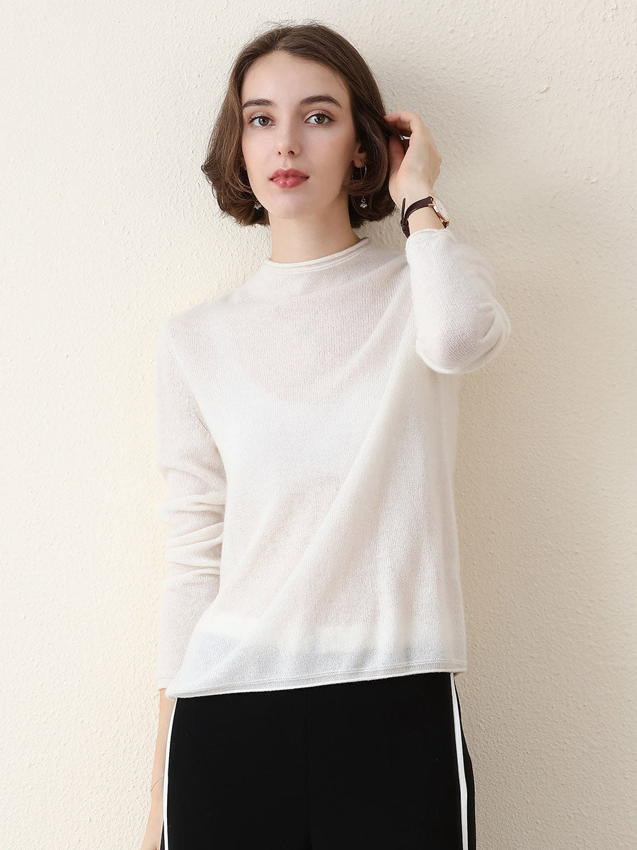 100% Cashmere Women's Round Neck Knit sweater