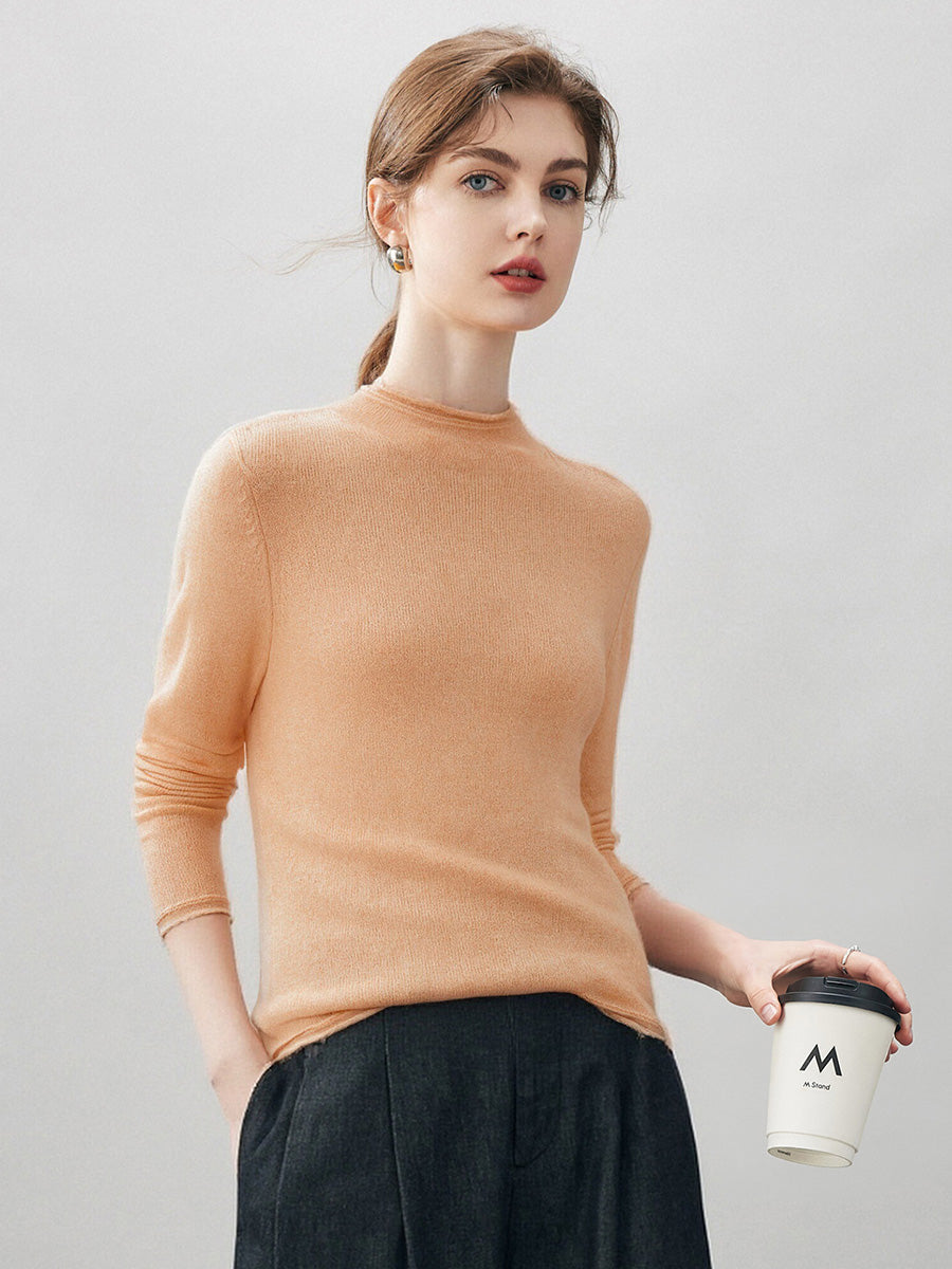 100% Cashmere Women's Round Neck Knit sweater