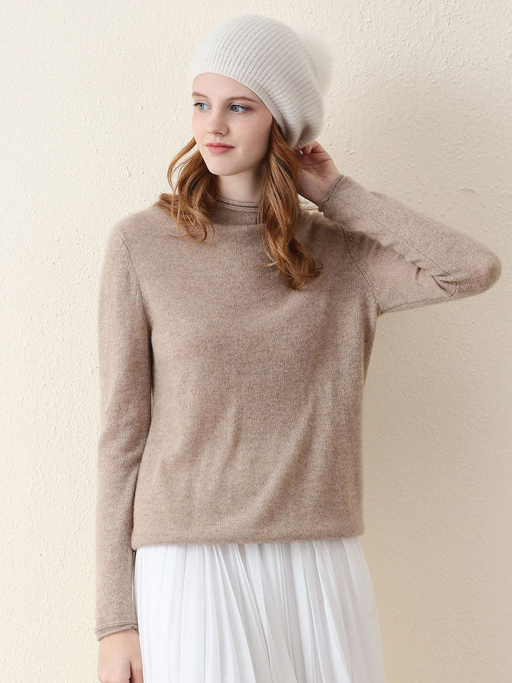 100% Cashmere Women's Round Neck Knit sweater