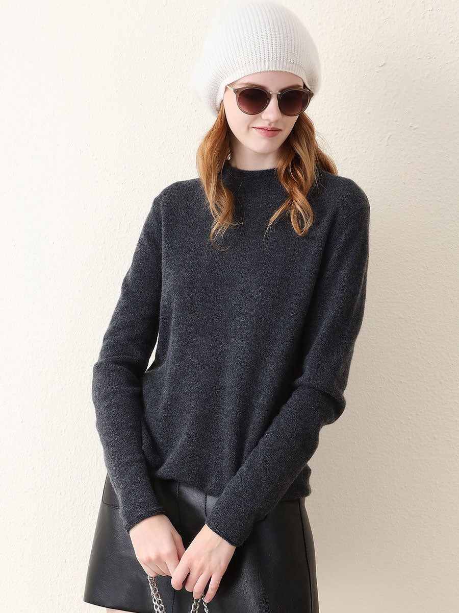 100% Cashmere Women's Round Neck Knit sweater