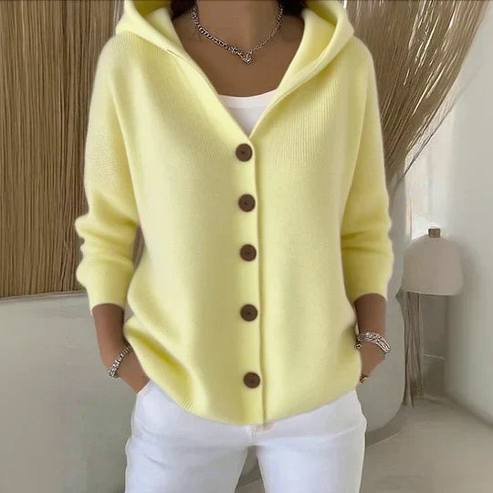 TYRA - PILLOW HOODED KNIT CARDIGAN