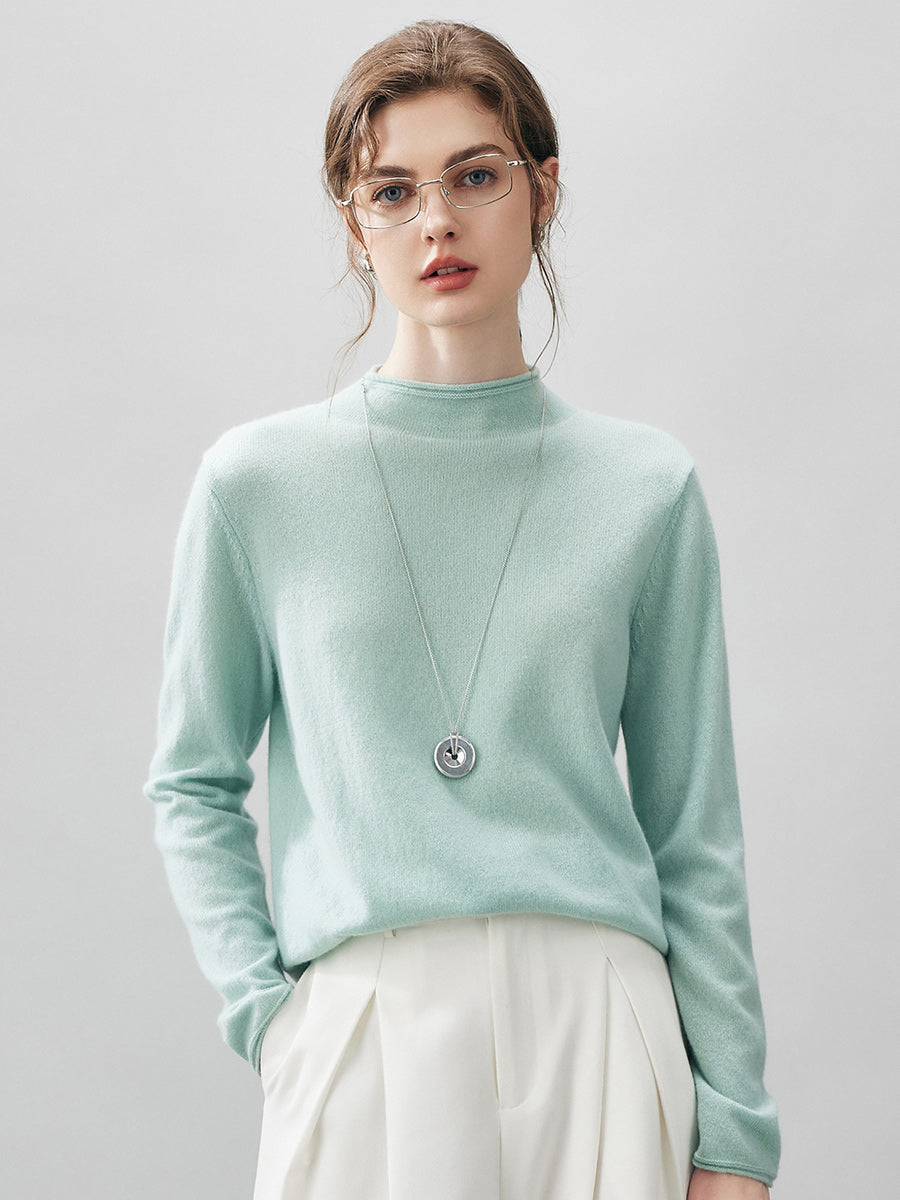 100% Cashmere Women's Round Neck Knit sweater