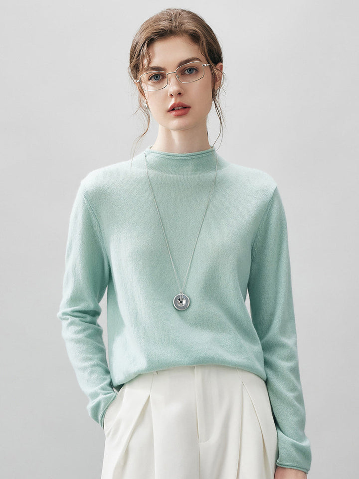 100% Cashmere Women's Round Neck Knit sweater
