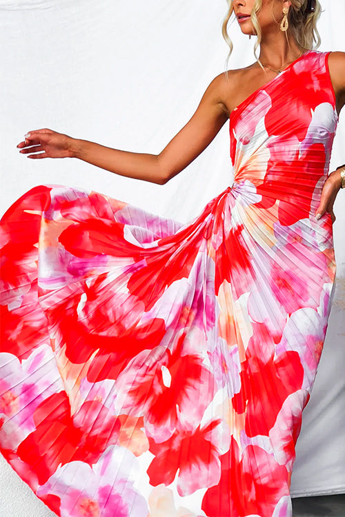 CARMIE – ONE SLEEVE SUMMER PLEATED DRESS