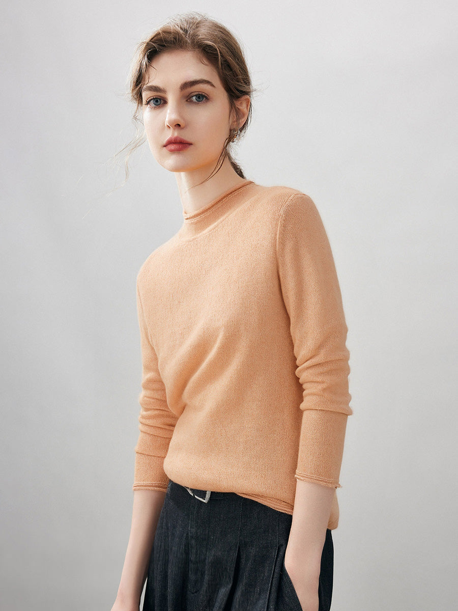 100% Cashmere Women's Round Neck Knit sweater