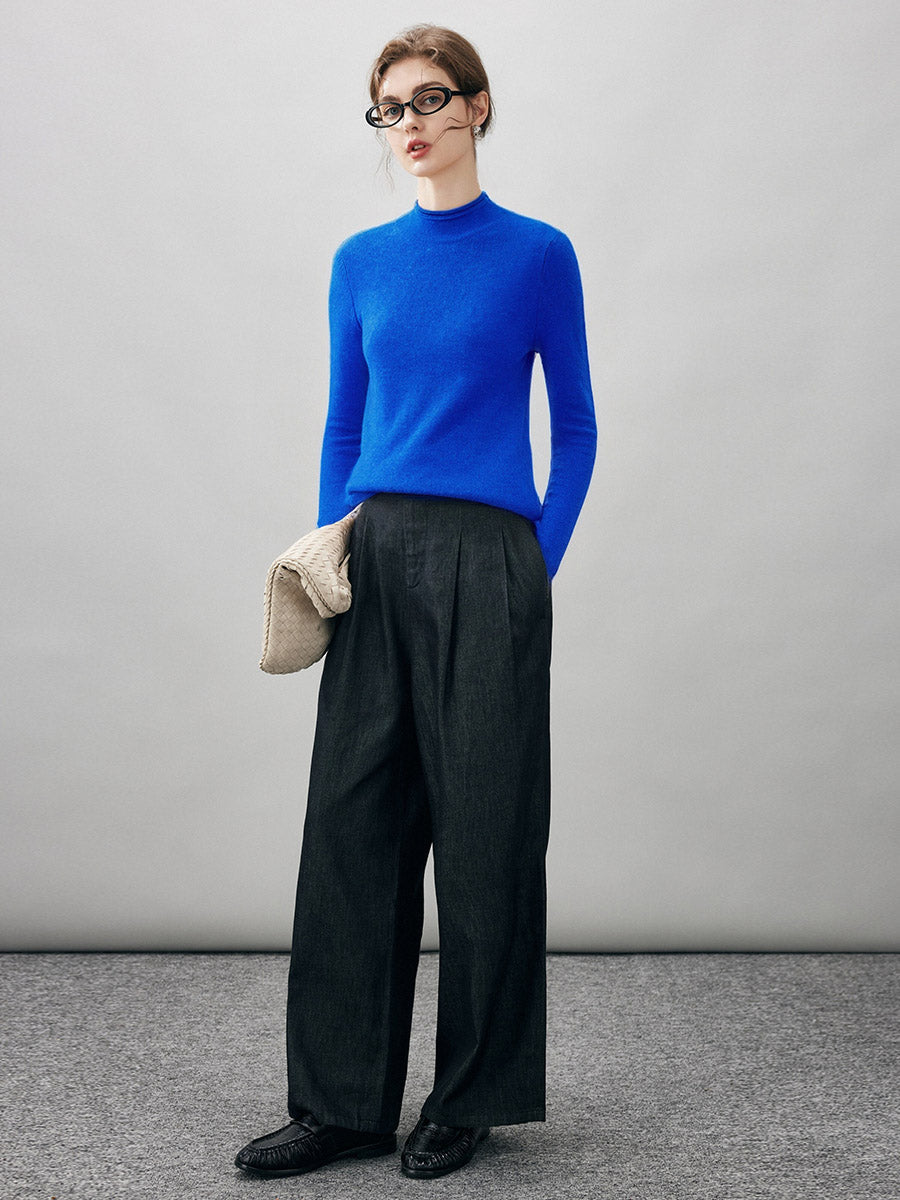 100% Cashmere Women's Round Neck Knit sweater