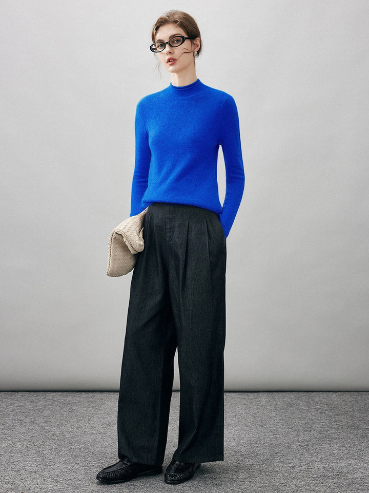 100% Cashmere Women's Round Neck Knit sweater
