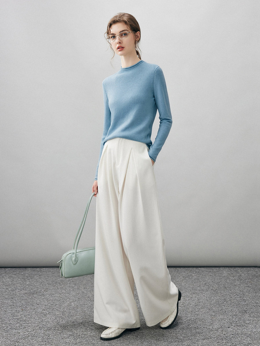 100% Cashmere Women's Round Neck Knit sweater