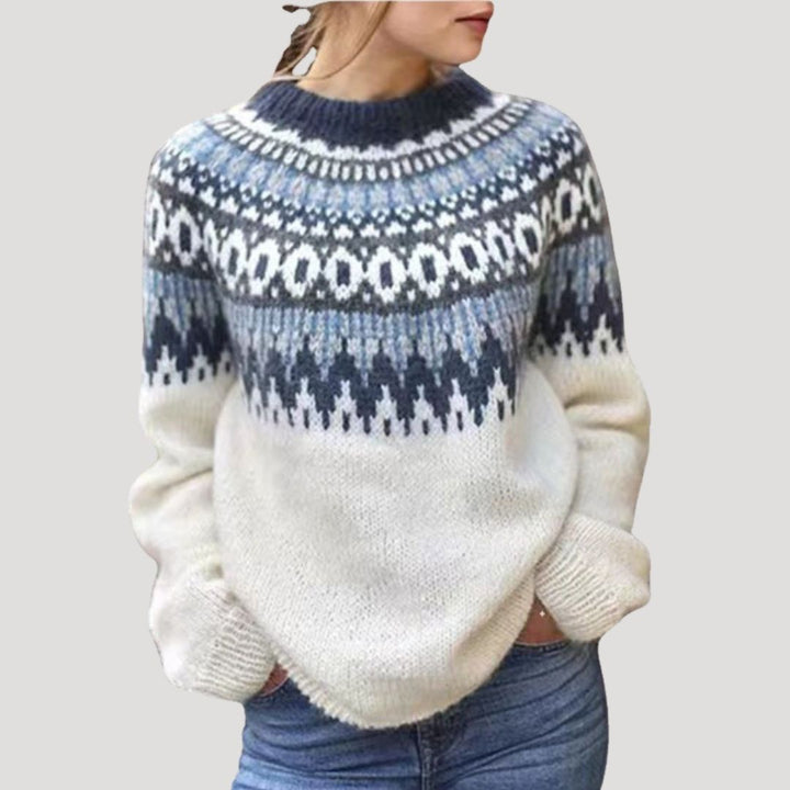 Women's Spring Patterned Knit Pullover Sweater