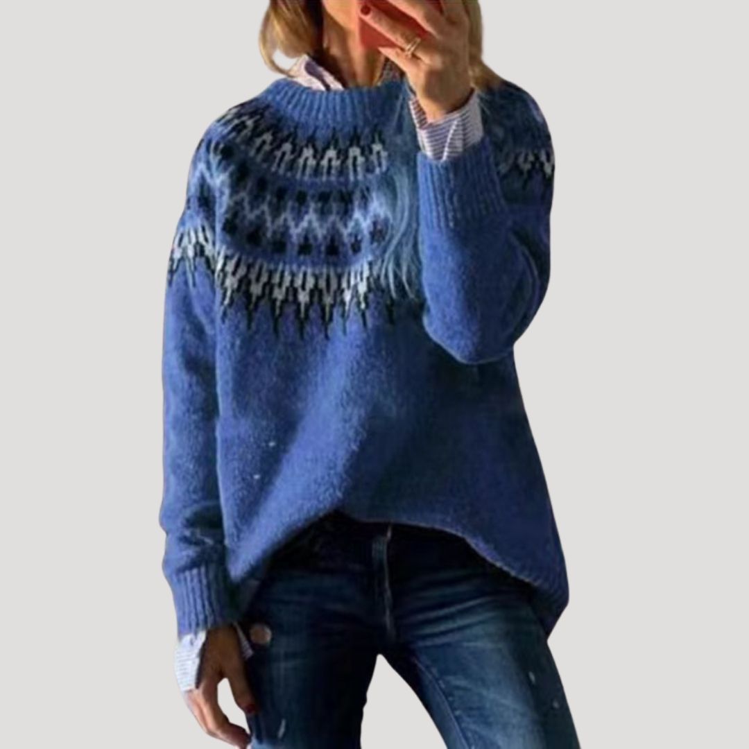 Women's Spring Patterned Knit Pullover Sweater