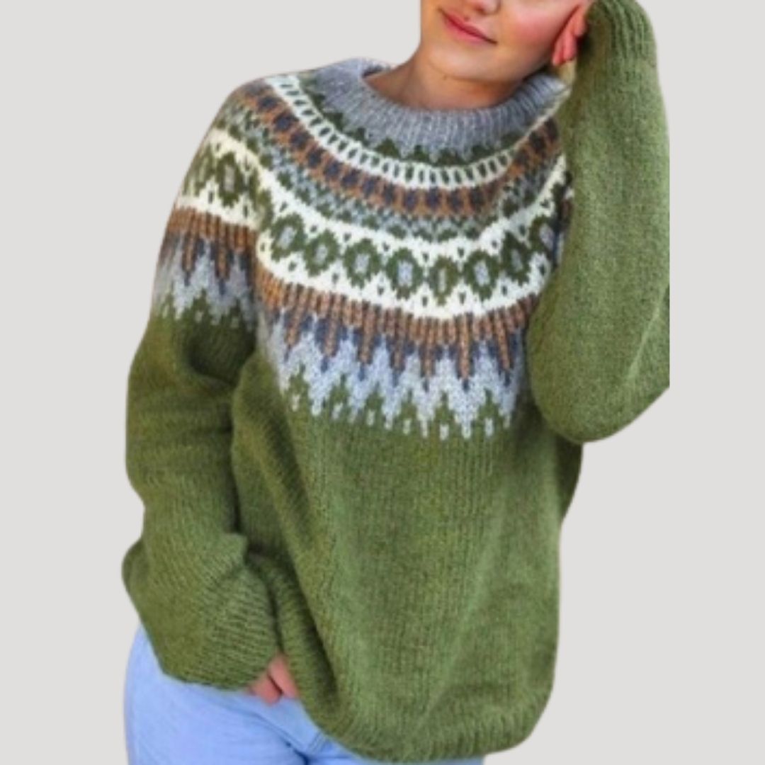 Women's Spring Patterned Knit Pullover Sweater
