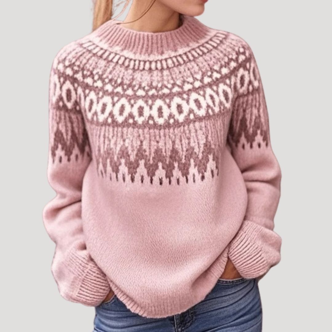 Women's Spring Patterned Knit Pullover Sweater