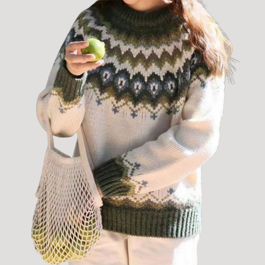 Women's Spring Patterned Knit Pullover Sweater