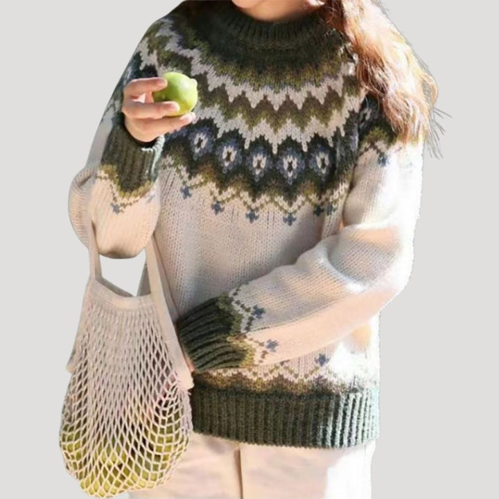 Women's Spring Patterned Knit Pullover Sweater