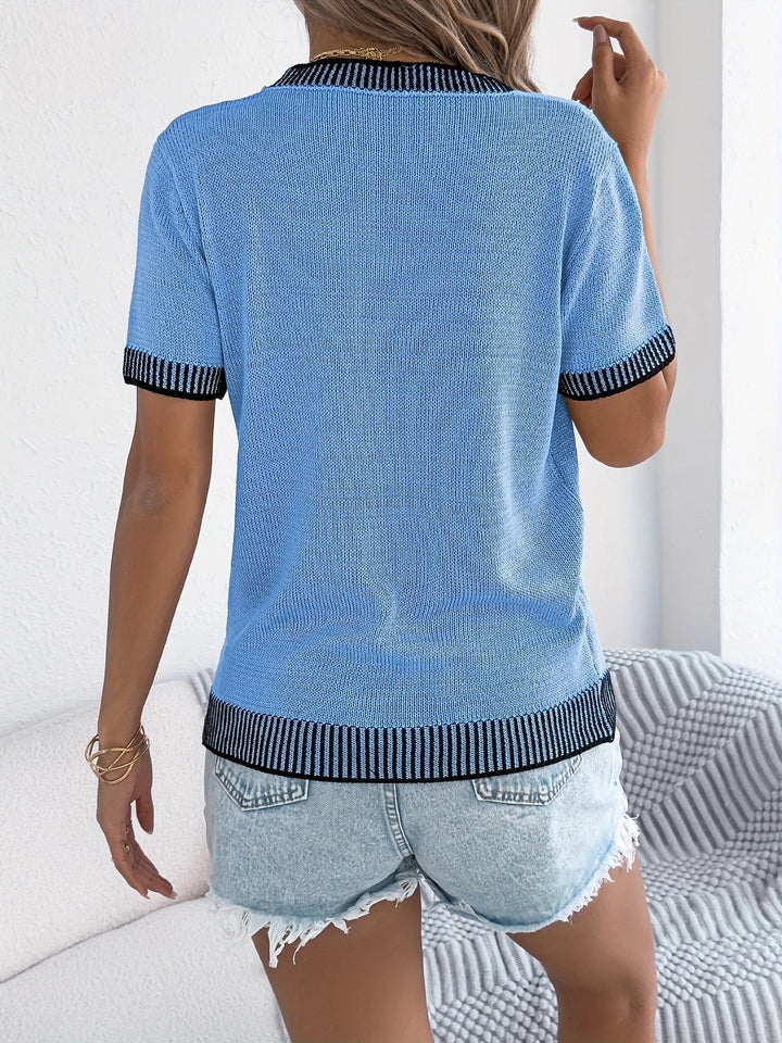 CAROLINA - CLASSIC STRIPED CREWNECK KNIT BLOUSE