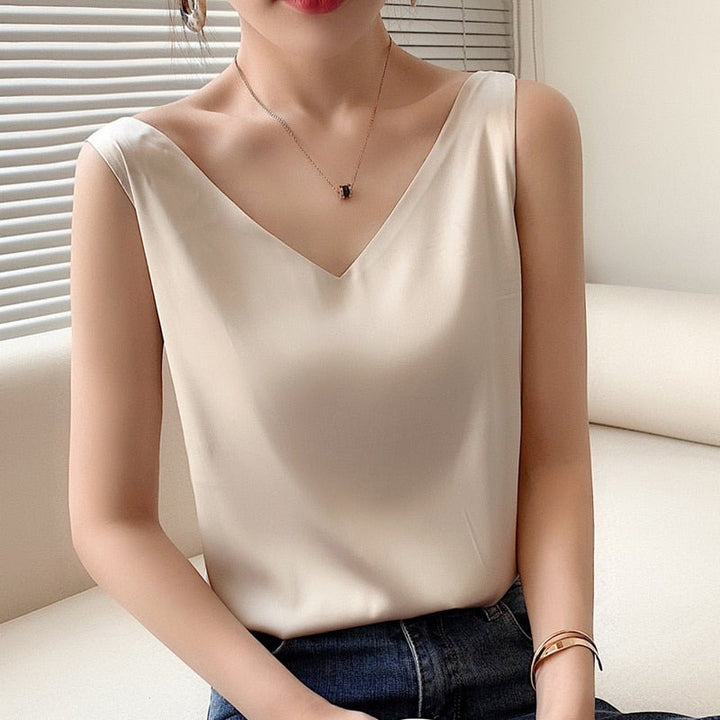 Lily | Women’s Classic Relaxed Fit Draped Satin Tanks