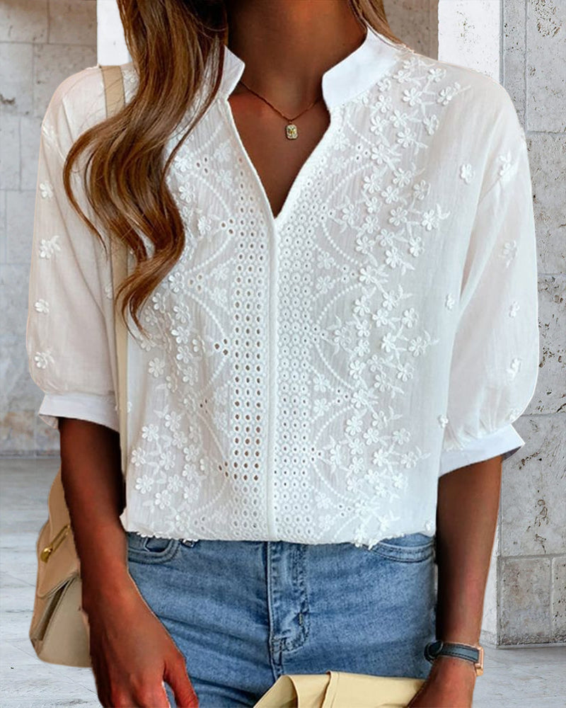Xavier | Women’s Summer V Neck Puff Sleeve Blouse